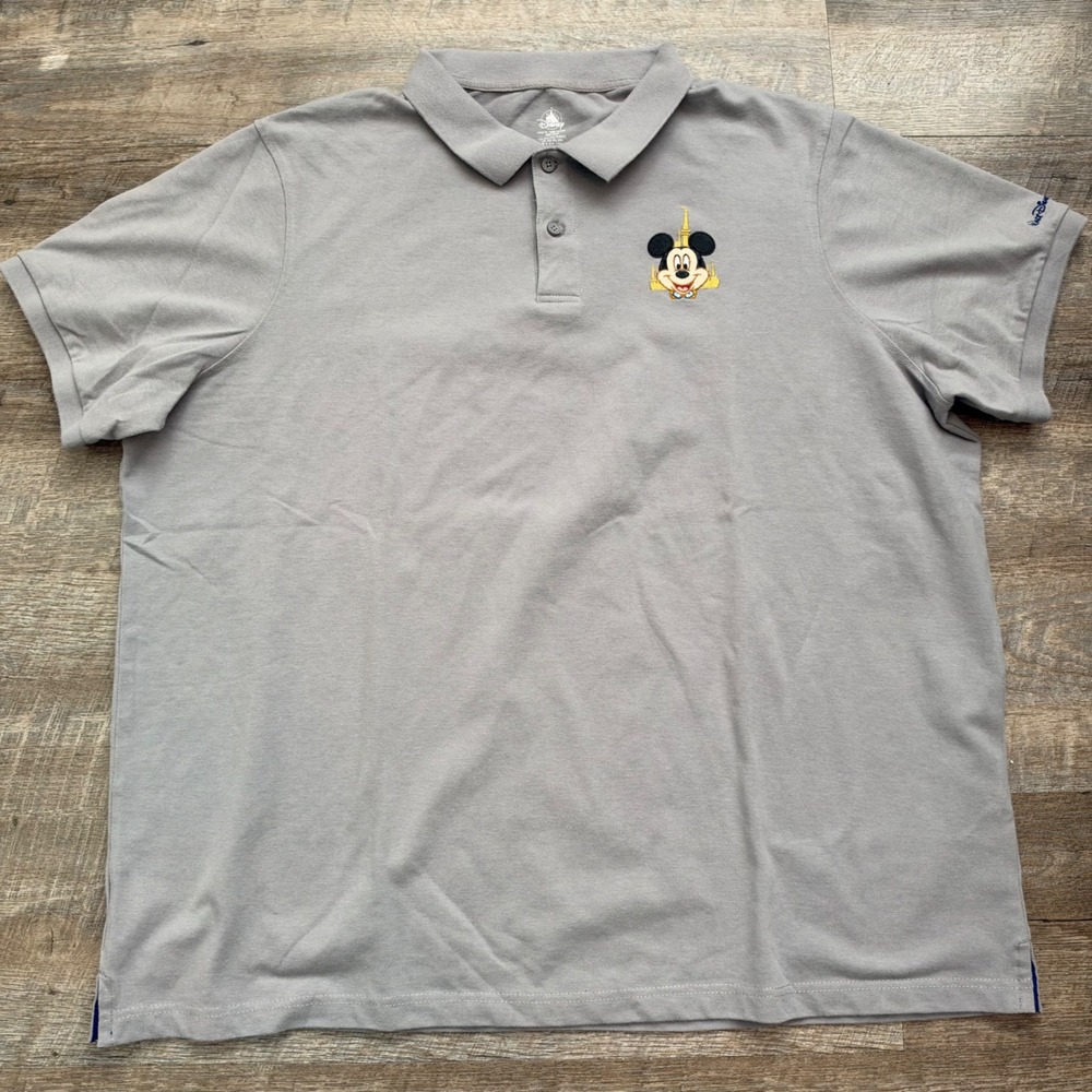 Disney Parks Walt Disney 50th Anniversary Mickey Polo XXL Classic Fit Gray Logo